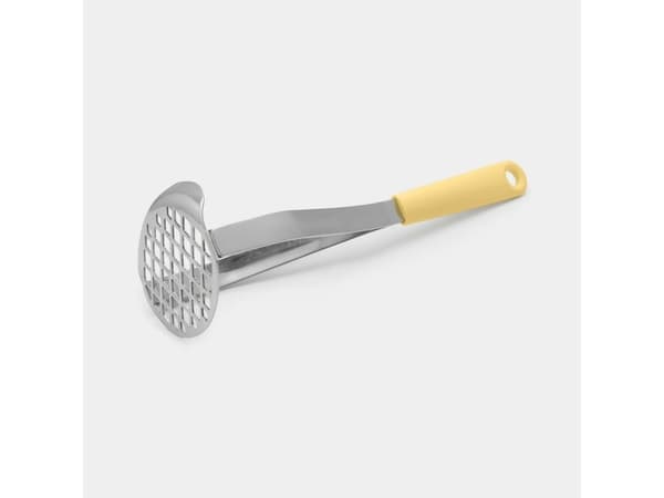 Brabantia 229503, Traditional potato masher, Stainless steel, Yellow, Plastic, Hanging hole, 1 pc(s), 85 mm