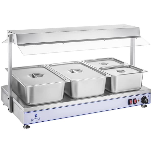 Royal Catering Värmeplatta med 4 halogenlampor - 2000 W - rostfritt stål
