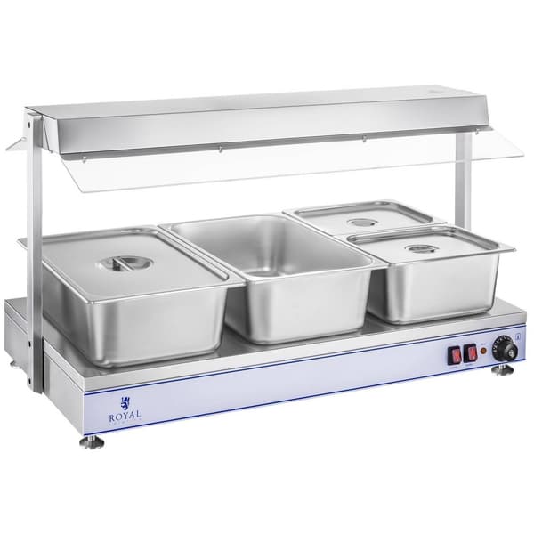 Royal Catering Värmeplatta med 4 halogenlampor - 2000 W - rostfritt stål