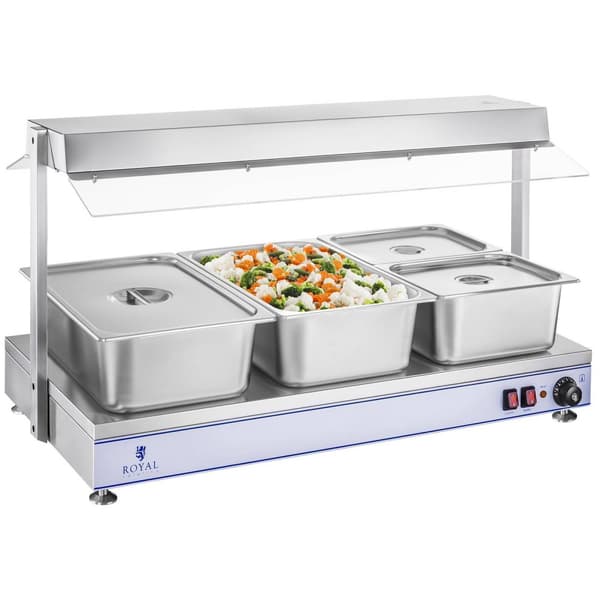 Royal Catering Värmeplatta med 4 halogenlampor - 2000 W - rostfritt stål