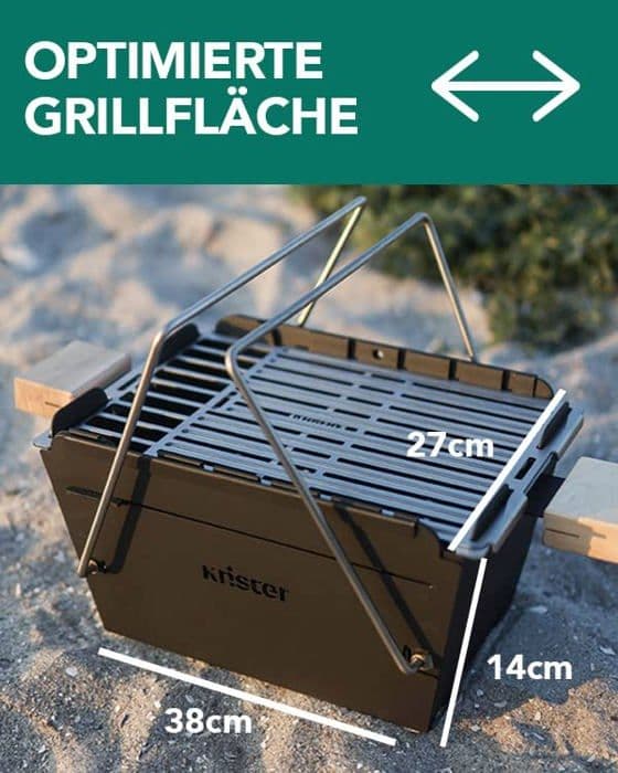 Knster Knister Grill Original Spis - Mobil kolgrill för picknick, camping och utomhus, svart