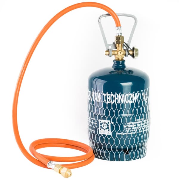 Reduktionsanslutning till turistgasflaska G 3/8" L - 7/16" slang 1,5 m