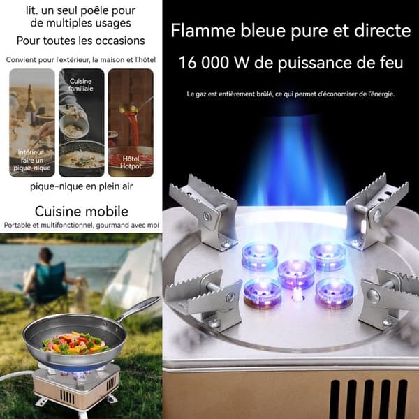 Gas stove INN® 8100w 5-burner portable for camping camping stove with varied cooking possibilities for camping fishing trips