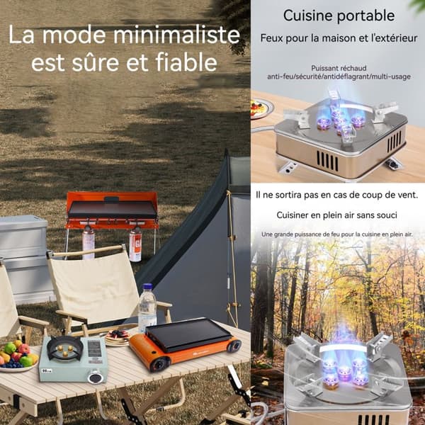 Gas stove INN® 8100w 5-burner portable for camping camping stove with varied cooking possibilities for camping fishing trips