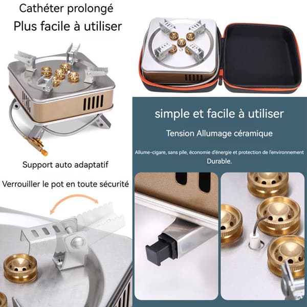 Gas stove INN® 8100w 5-burner portable for camping camping stove with varied cooking possibilities for camping fishing trips