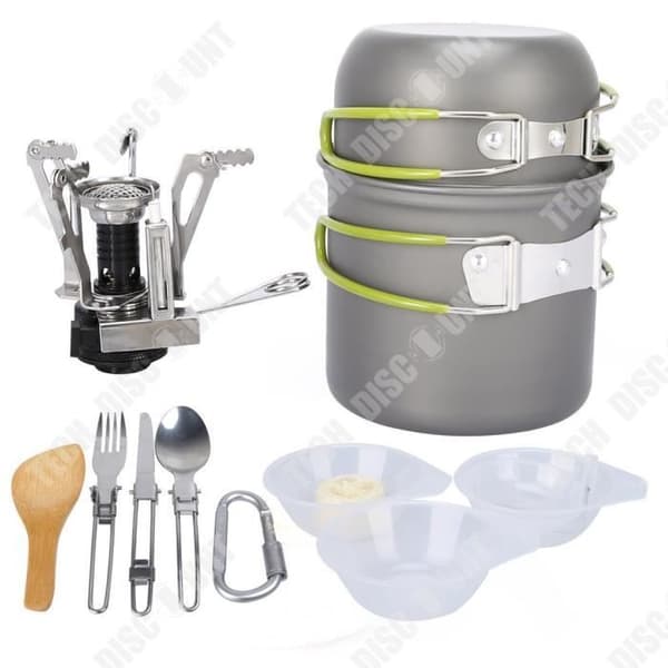 TD® Bärbar Utomhus Matlagning Gas Camping Spis Camping Batteri Lätt spis Picnic Mini Bärbar Grön Full