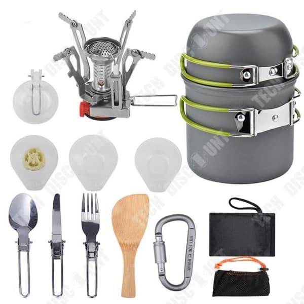 TD® Bärbar Utomhus Matlagning Gas Camping Spis Camping Batteri Lätt spis Picnic Mini Bärbar Grön Full