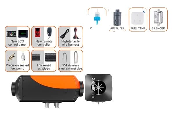Bluetooth Diesel Luftvärmare, 2KW Värmeeffekt, Överhettningsskydd,2kw Bluetooth