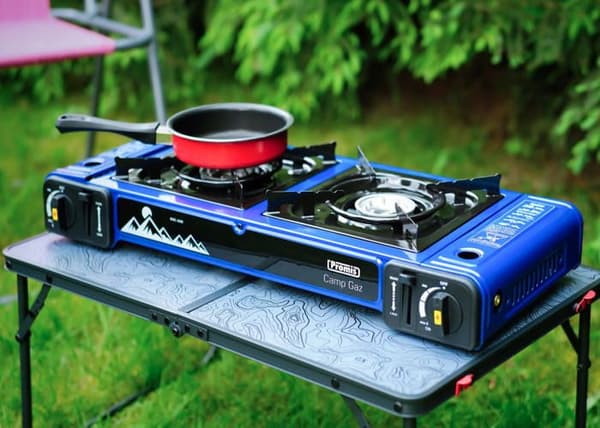 Campingkök Promis KGC200 med två brännare + fodral