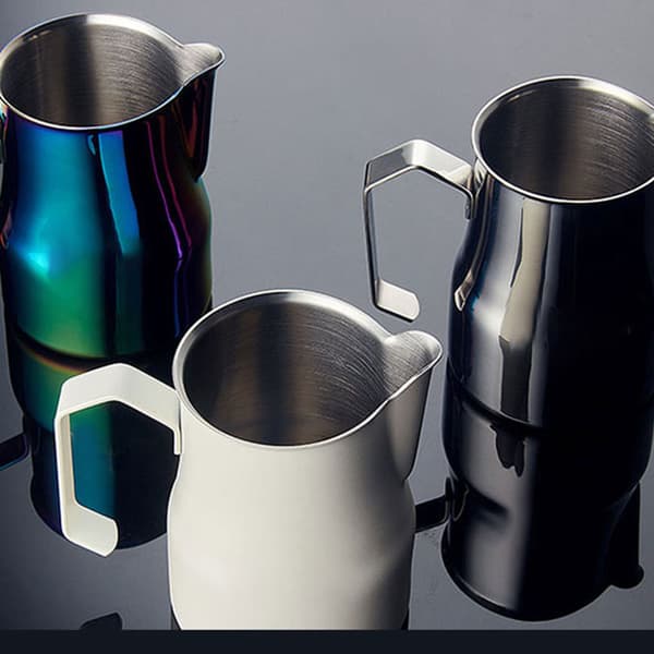 INF 304 Rustfritt Stål Kaffe Melk Skummekanne 350ml Hvit