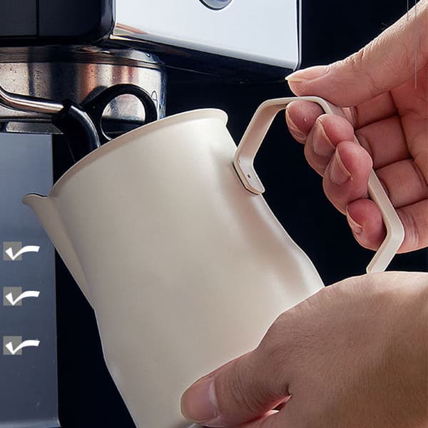 INF 304 Rustfritt Stål Kaffe Melk Skummekanne 350ml Hvit
