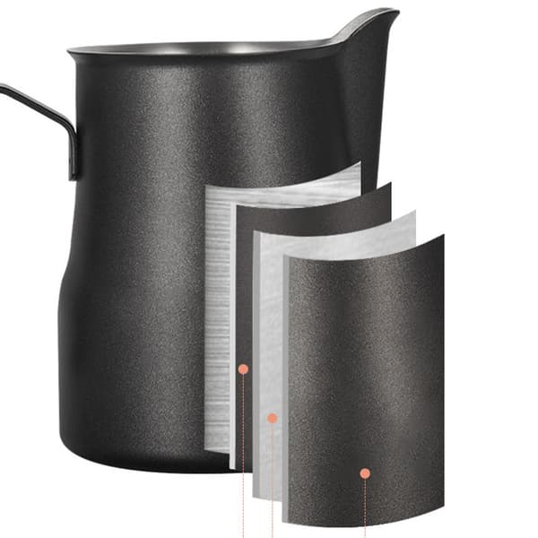 INF 304 Rustfritt Stål Kaffe Melk Skummekanne 350ml Sort