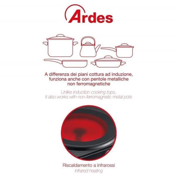 Ardes AR1F402 Vitrokeramisk elektrisk spis 2400 W N°2 Plattor