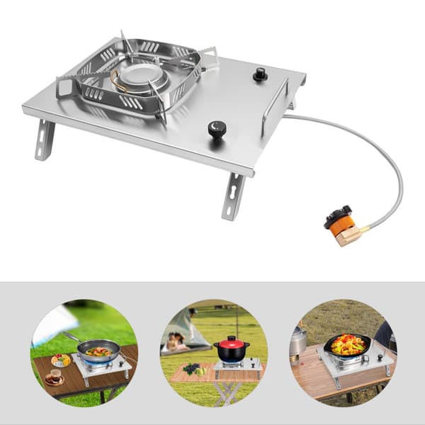 Gas Camping Komfur, 2600W Effekt, Bærbart Design, Justerbare Brennere