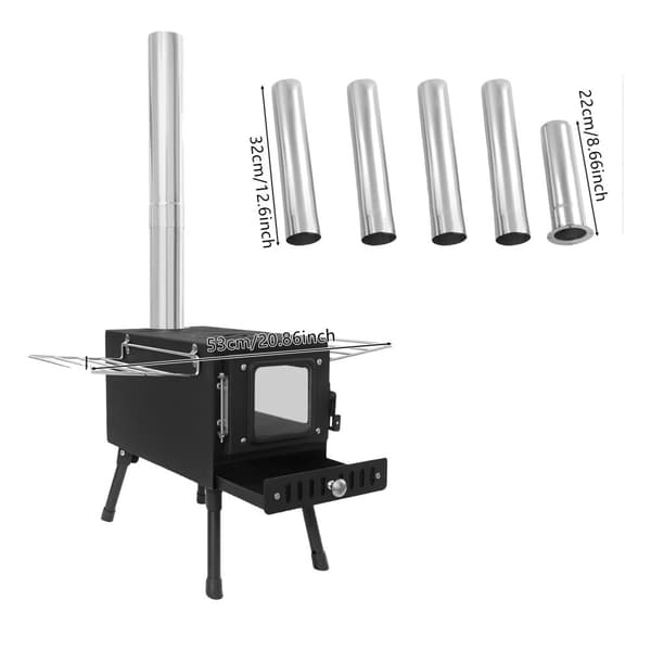 Tältkamin, Utomhusbruk, Multifunktionell, Bärbar Design,svart