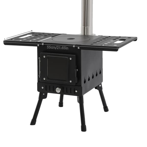 Campingkomfur, Justerbar højde 36-56 cm, Bærbart design,sort