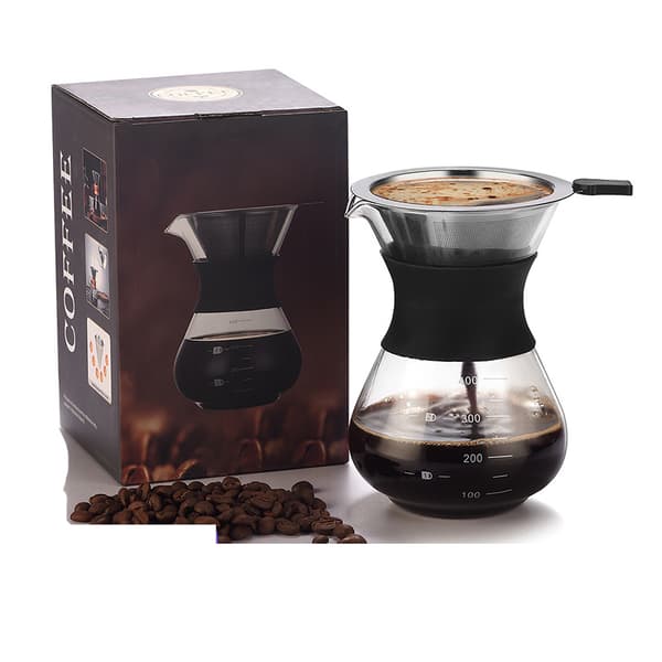 INF 400 ml Pour Over Kaffebryggare med Filter - Klart Glas