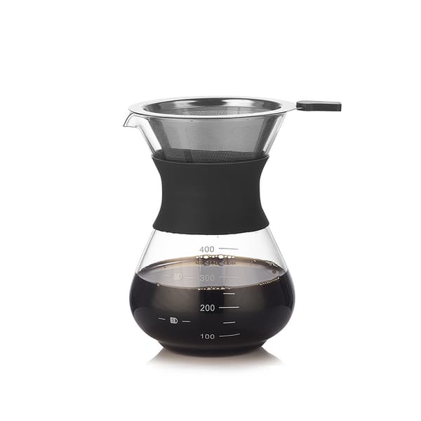 INF 400 ml Pour Over Kaffebryggare med Filter - Klart Glas