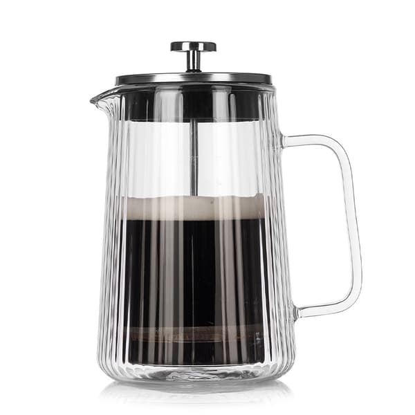 INF 1000ML Vertikalrandig Dubbelskikts French Press Kaffebryggare
