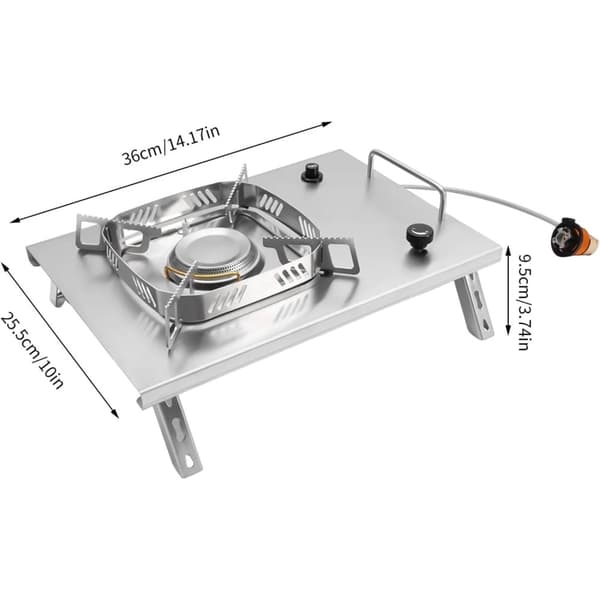 Bärbar Gas Campingkök, Modern Design, Justerbar Brännare, Kompakt Storlek,Silver