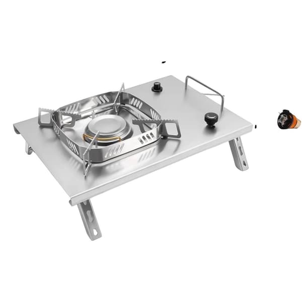 Bärbar Gas Campingkök, Modern Design, Justerbar Brännare, Kompakt Storlek,Silver