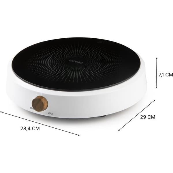 Induktionsplatta - DOMO - DO30112IP - 2000 W - 1 kokzon - Rund vit design