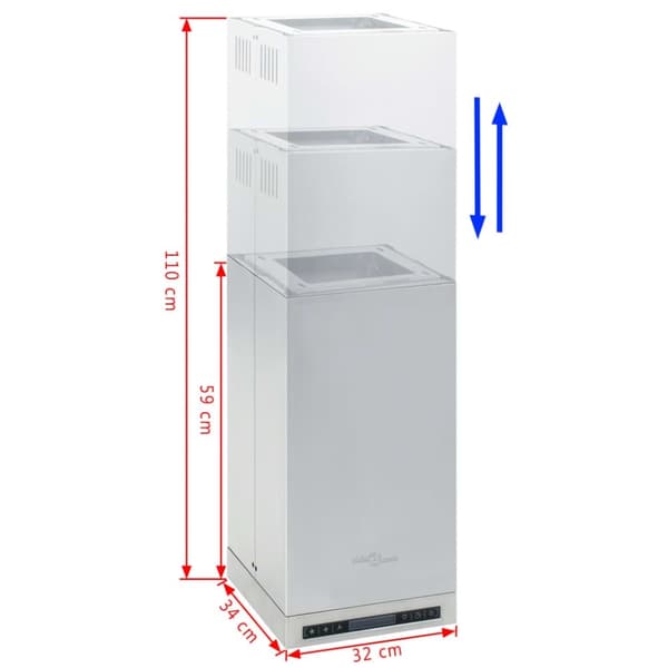 vidaXL emhætte med LCD-display Touch Sensor 756 m³/t LED