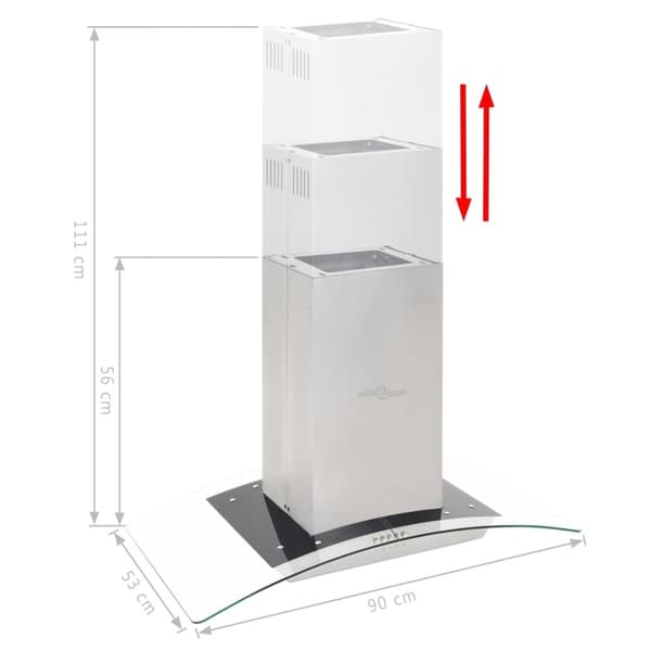 vidaXL Köksfläkt för köksö 90 cm rostfritt stål 756 m³/tim LED