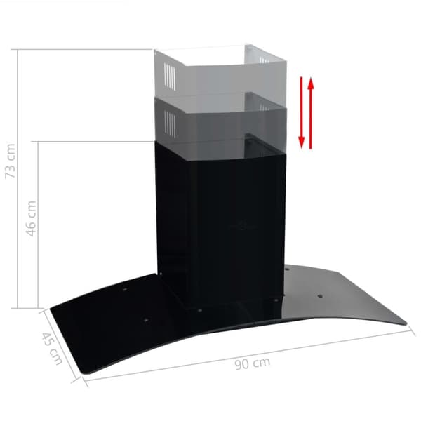 vidaXL vægmonteret emhætte rustfrit stål 756 m³/t. 90 cm sort