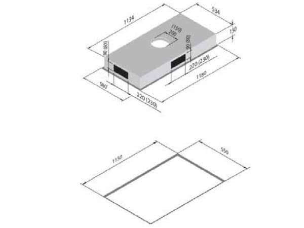 EICO Link Distante 120 W SM - Hætte - loft - Niche - bredde: 115 cm - dybde: 55 cm - uden motor - hvidt/krystalhvidt glas