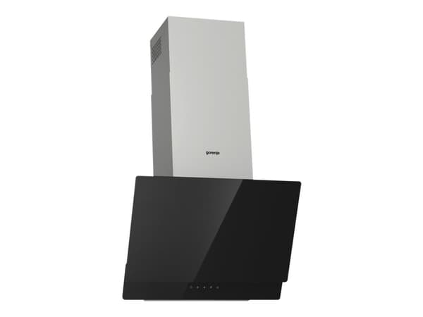 Gorenje Essential WHI649EXBG - Kåpa - vinklad skorsten - bredd: 60 cm - djup: 33.5 cm - utsug och återcirkulering (-) - med inbyggd motor - rostfritt