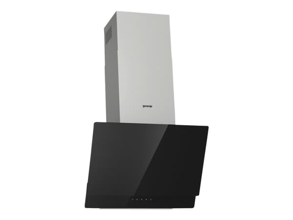 Gorenje Essential WHI649EXBG - Kåpa - vinklad skorsten - bredd: 60 cm - djup: 33.5 cm - utsug och återcirkulering (-) - med inbyggd motor - rostfritt