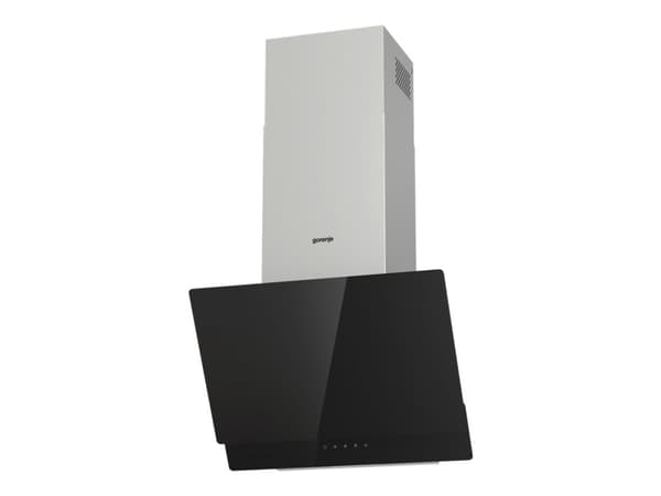 Gorenje Essential WHI649EXBG - Kåpa - vinklad skorsten - bredd: 60 cm - djup: 33.5 cm - utsug och återcirkulering (-) - med inbyggd motor - rostfritt