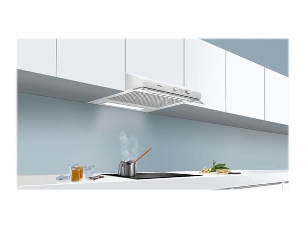 Siemens iQ100 LU62LFA21 - Panser - standard - bredde: 60 cm - dybde: 48.2 cm - ekstraksjon og resirkulasjon (-) - med intern motor - hvit Hvit