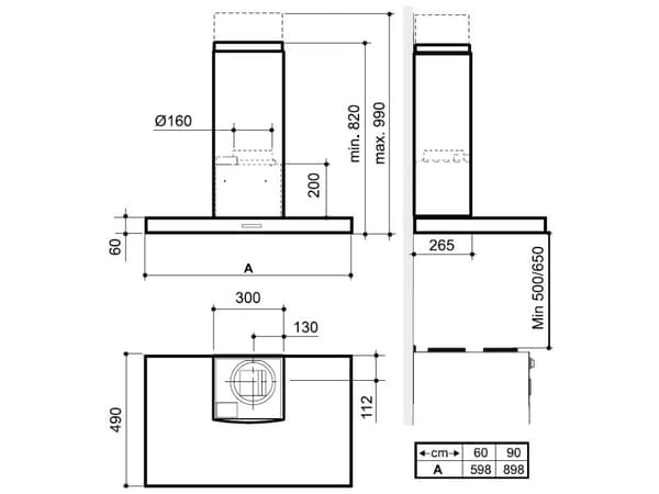 EICO Stil 782-12 P 90 LED CV - Panser - røykkanal - bredde: 90 cm - dybde: 49 cm - uttrekking - rustfritt stål