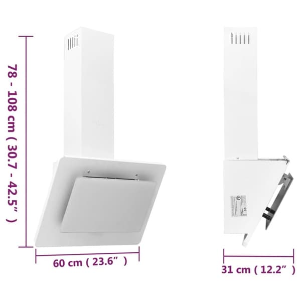 vidaXL Vegghengt kjøkkenvifte 60 cm rustfritt stål og herdet glass
