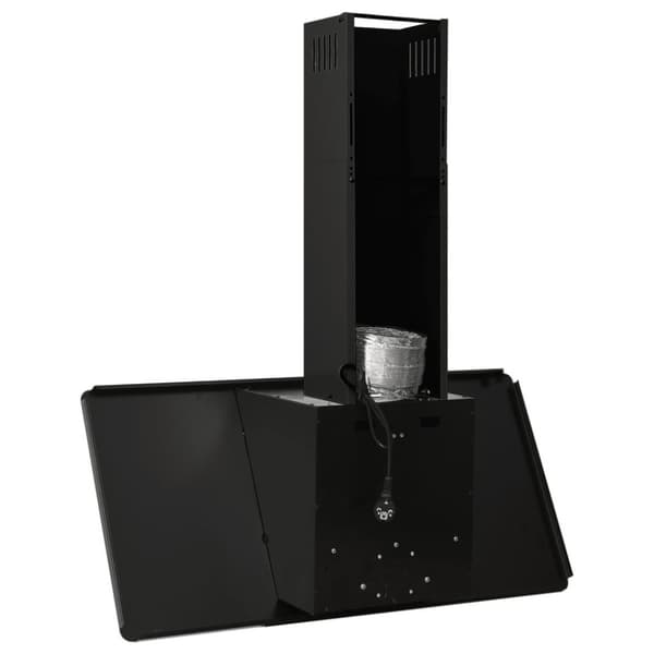 vidaXL væghængt emhætte 90 cm rustfrit stål og hærdet glas sort