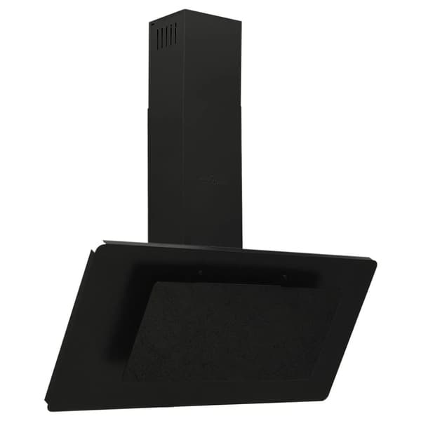 vidaXL væghængt emhætte 90 cm rustfrit stål og hærdet glas sort