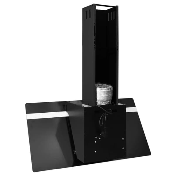 vidaXL Köksfläkt 90 cm stål och härdat glas svart