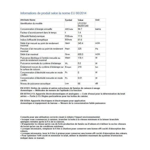 ELECTROLUX 90cm, LFV 319 Y, 600m³/h Kökshuva