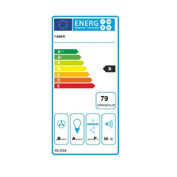 Faber Hotte dekorativ lutande 80cm 68db 730m3/h svart/inox - 5513357