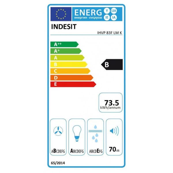 Indesit IHVP83FLMK dekorativ vägghuva 80 cm