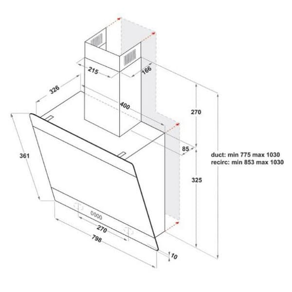 Indesit IHVP83FLMK dekorativ vägghuva 80 cm