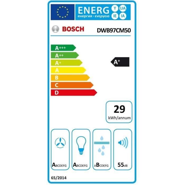 Väggdekor huva - box - BOSCH SER6 -DWB97CM50 rostfritt stål - L: 898 mm x D: 500 mm
