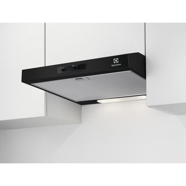 ELECTROLUX EFU216K - Klassisk spisfläkt med utsug och återvinning - 272m3/h - 52dB - 3 hastigheter - Bredd 60cm - Svart