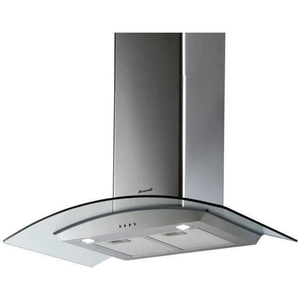 BRANDT AD1070X väggdekor huva - Bredd 90 cm - Rostfritt stål - Avgas / Återvinning - Luftutblåsflöde 827 m³/h - 3 hastigheter Rostfritt stål