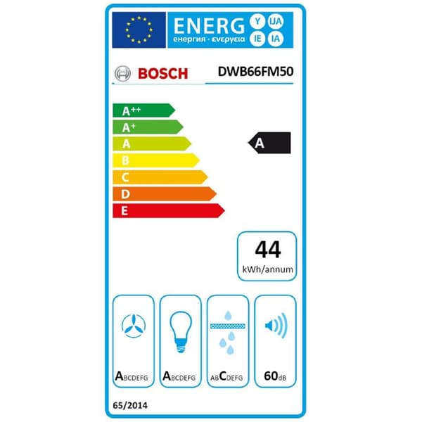 Dekorativ huva - BOSCH - DWB66FM50 - 60 cm - 4 hastigheter - Tvättbara metallfilter