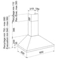 Miniatyrbild 3 av 3: Pyramidvägghuva - GLEM - GHP645WH - 500 m3/h - Tryckknappar - LED-spotlights