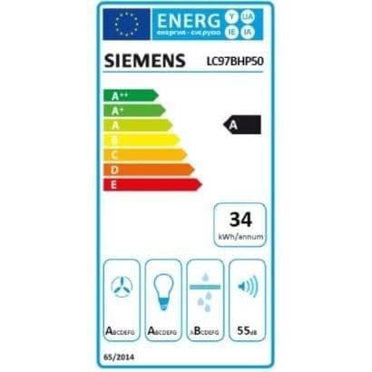 SIEMENS LC97BHP50 dekorativ väggmonterad boxhuv 90 cm - 718 m3/h - Rostfritt stål