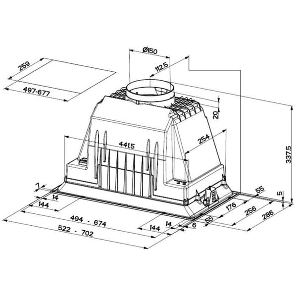 Filtergrupp - FABER - INCA PLUS 520 IX - 2 aluminiumfettfilter - LED 2 x 1 W - 3 hastigheter